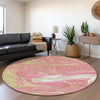 Piper Looms Mayfield Abstract AMF1061 Pink Machine Washable Area Rug Round Lifestyle Image Feature