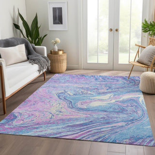 Piper Looms Mayfield Abstract AMF1061 Sky Machine Washable Area Rug Lifestyle Image Feature