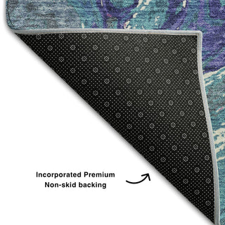 Piper Looms Mayfield Abstract AMF1061 Teal Machine Washable Area Rug Backing Image