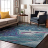 Piper Looms Mayfield Abstract AMF1061 Teal Machine Washable Area Rug Lifestyle Image Feature
