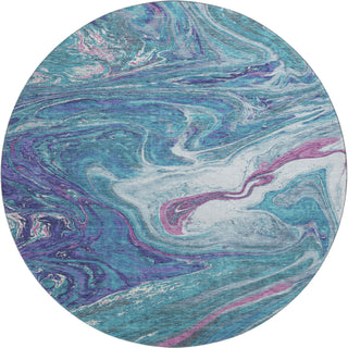 Piper Looms Mayfield Abstract AMF1061 Teal Machine Washable Area Rug Round Main Image