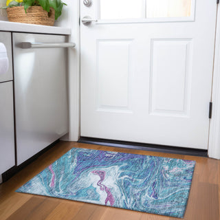 Piper Looms Mayfield Abstract AMF1061 Teal Machine Washable Area Rug Scatter Lifestyle Image Feature