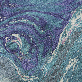 Piper Looms Mayfield Abstract AMF1061 Teal Machine Washable Area Rug Swatch Image