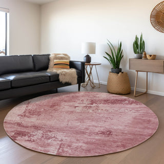 Piper Looms Mayfield Abstract AMF1062 Blush Machine Washable Area Rug Round Lifestyle Image Feature