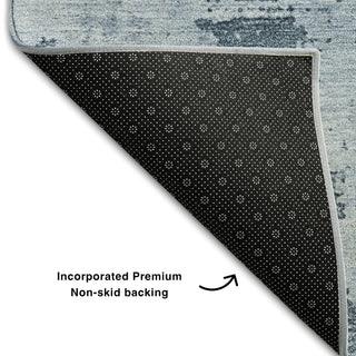Piper Looms Mayfield Abstract AMF1062 Denim Machine Washable Area Rug Backing Image