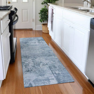 Piper Looms Mayfield Abstract AMF1062 Denim Machine Washable Area Rug Runner Lifestyle Image Feature