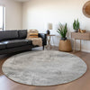 Piper Looms Mayfield Abstract AMF1062 Gray Machine Washable Area Rug Round Lifestyle Image Feature