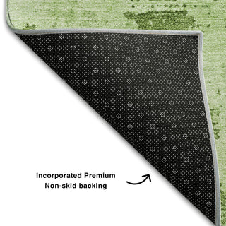 Piper Looms Mayfield Abstract AMF1062 Green Machine Washable Area Rug Backing Image