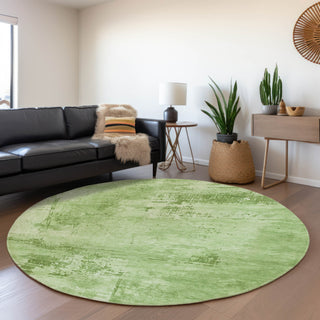 Piper Looms Mayfield Abstract AMF1062 Green Machine Washable Area Rug Round Lifestyle Image Feature