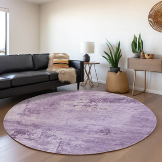 Piper Looms Mayfield Abstract AMF1062 Lavender Machine Washable Area Rug Round Lifestyle Image Feature