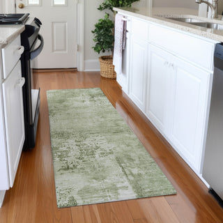 Piper Looms Mayfield Abstract AMF1062 Olive Machine Washable Area Rug Runner Lifestyle Image Feature