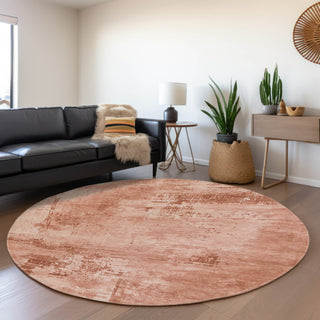 Piper Looms Mayfield Abstract AMF1062 Paprika Machine Washable Area Rug Round Lifestyle Image Feature