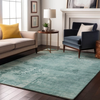 Piper Looms Mayfield Abstract AMF1062 Seafoam Machine Washable Area Rug Lifestyle Image Feature