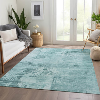 Piper Looms Mayfield Abstract AMF1062 Seafoam Machine Washable Area Rug Lifestyle Image Feature