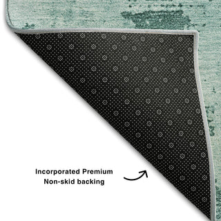 Piper Looms Mayfield Abstract AMF1062 Teal Machine Washable Area Rug Backing Image