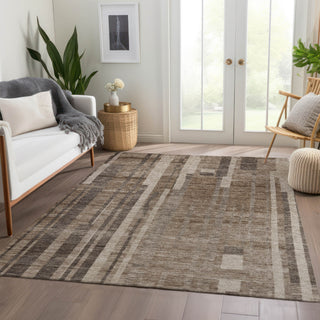 Piper Looms Mayfield Stripes AMF1063 Brown Machine Washable Area Rug Lifestyle Image Feature