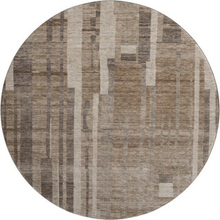 Piper Looms Mayfield Stripes AMF1063 Brown Machine Washable Area Rug Round Main Image
