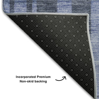 Piper Looms Mayfield Stripes AMF1063 Denim Machine Washable Area Rug Backing Image