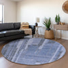 Piper Looms Mayfield Stripes AMF1063 Denim Machine Washable Area Rug Round Lifestyle Image Feature