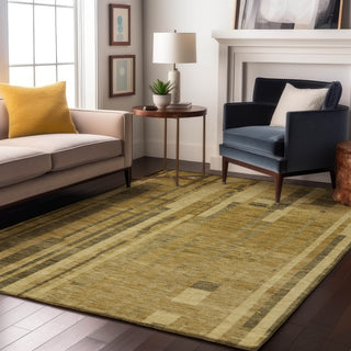 Piper Looms Mayfield Stripes AMF1063 Gold Machine Washable Area Rug Lifestyle Image Feature