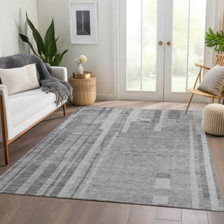 Piper Looms Mayfield Stripes AMF1063 Gray Machine Washable Area Rug Lifestyle Image Feature