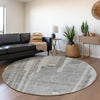 Piper Looms Mayfield Stripes AMF1063 Gray Machine Washable Area Rug Round Lifestyle Image Feature