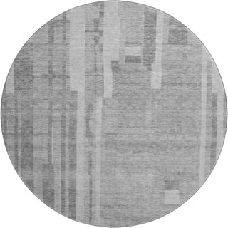 Piper Looms Mayfield Stripes AMF1063 Gray Machine Washable Area Rug Round Main Image