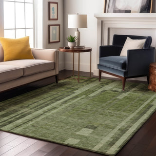 Piper Looms Mayfield Stripes AMF1063 Green Machine Washable Area Rug Lifestyle Image Feature