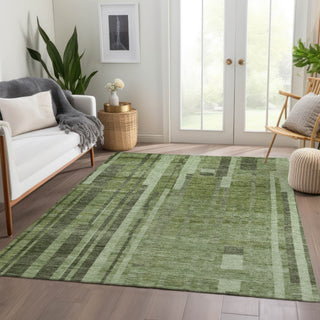 Piper Looms Mayfield Stripes AMF1063 Green Machine Washable Area Rug Lifestyle Image Feature