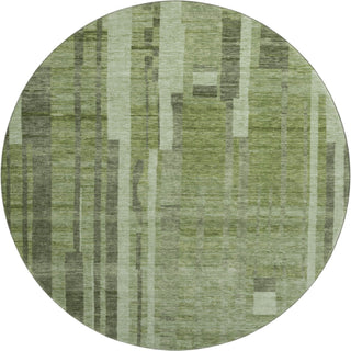 Piper Looms Mayfield Stripes AMF1063 Green Machine Washable Area Rug Round Main Image