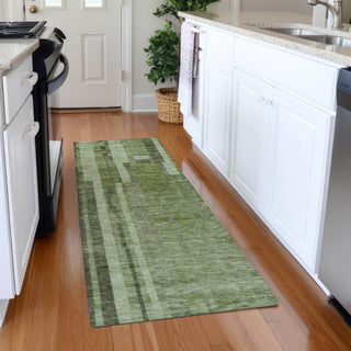 Piper Looms Mayfield Stripes AMF1063 Green Machine Washable Area Rug Runner Lifestyle Image Feature