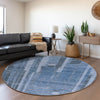 Piper Looms Mayfield Stripes AMF1063 Navy Machine Washable Area Rug Round Lifestyle Image Feature