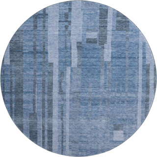 Piper Looms Mayfield Stripes AMF1063 Navy Machine Washable Area Rug Round Main Image