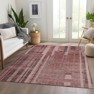 Piper Looms Mayfield Stripes AMF1063 Paprika Machine Washable Area Rug Lifestyle Image Feature