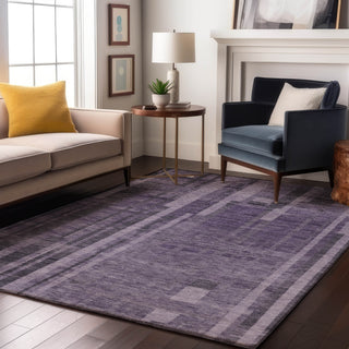 Piper Looms Mayfield Stripes AMF1063 Purple Machine Washable Area Rug Lifestyle Image Feature