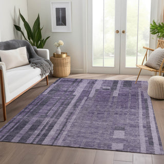 Piper Looms Mayfield Stripes AMF1063 Purple Machine Washable Area Rug Lifestyle Image Feature