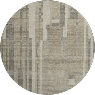 Piper Looms Mayfield Stripes AMF1063 Taupe Machine Washable Area Rug Round Main Image