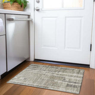 Piper Looms Mayfield Stripes AMF1063 Taupe Machine Washable Area Rug Scatter Lifestyle Image Feature