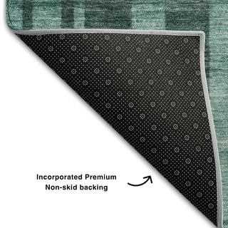 Piper Looms Mayfield Stripes AMF1063 Teal Machine Washable Area Rug Backing Image