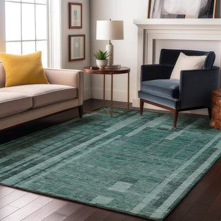 Piper Looms Mayfield Stripes AMF1063 Teal Machine Washable Area Rug Lifestyle Image Feature
