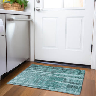 Piper Looms Mayfield Stripes AMF1063 Teal Machine Washable Area Rug Scatter Lifestyle Image Feature