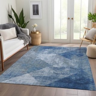 Piper Looms Mayfield Diamond AMF1065 Blue Machine Washable Area Rug Lifestyle Image Feature