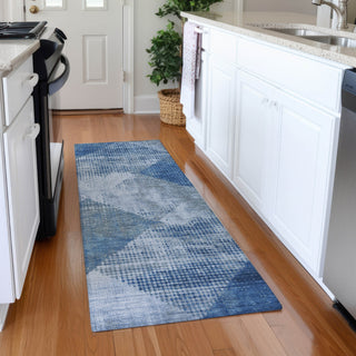 Piper Looms Mayfield Diamond AMF1065 Blue Machine Washable Area Rug Runner Lifestyle Image Feature