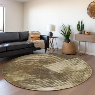 Piper Looms Mayfield Diamond AMF1065 Brown Machine Washable Area Rug Round Lifestyle Image Feature