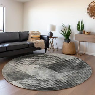 Piper Looms Mayfield Diamond AMF1065 Gray Machine Washable Area Rug Round Lifestyle Image Feature