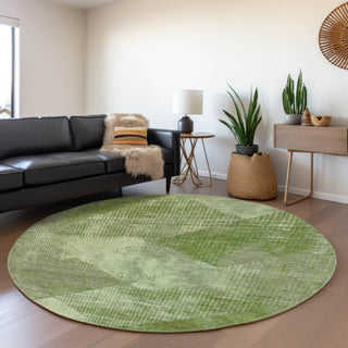 Piper Looms Mayfield Diamond AMF1065 Green Machine Washable Area Rug Round Lifestyle Image Feature