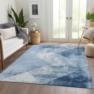 Piper Looms Mayfield Diamond AMF1065 Sky Machine Washable Area Rug Lifestyle Image Feature