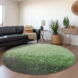 Piper Looms Mayfield Ombre AMF1066 Green Machine Washable Area Rug Round Lifestyle Image Feature