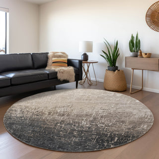 Piper Looms Mayfield Ombre AMF1066 Khaki Machine Washable Area Rug Round Lifestyle Image Feature