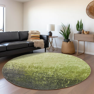 Piper Looms Mayfield Ombre AMF1066 Lime Machine Washable Area Rug Round Lifestyle Image Feature